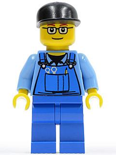 LEGO Minifigure-Overalls with Tools in Pocket Blue, Black Cap, Glasses (7747)-Town / City-OVR039-Creative Brick Builders